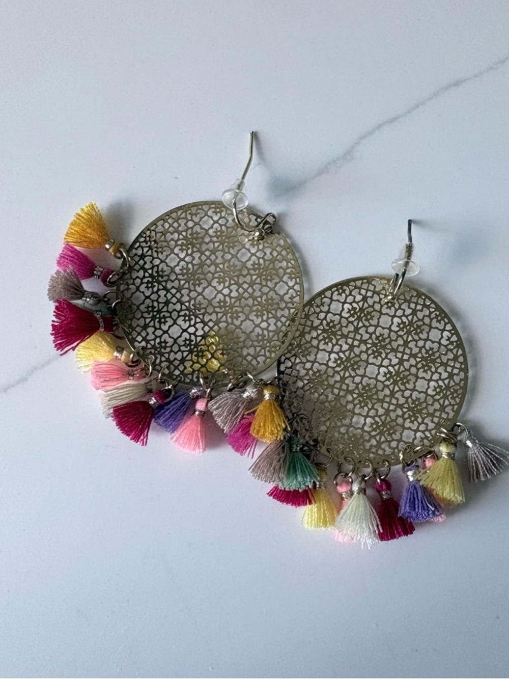 Boho Earrings with Multicolor Tassels